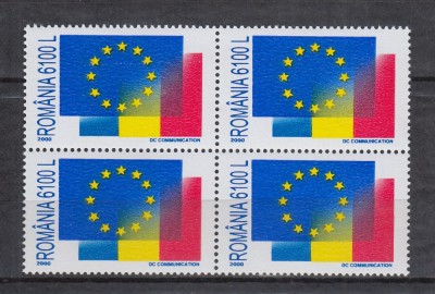 ROMANIA 2000 LP 1501 UNIUNEA EUROPEANA - ROMANIA BLOC DE 4 TIMBRE MNH foto