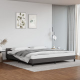 VidaXL Cadru de pat cu tăblie, gri, 200x200 cm, piele ecologică