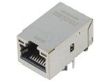 Soclu RJ45 cu LED aurit ecranat pentru PCB