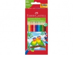 Creioane colorate triunghiulare + ascutitoare eco Faber-Castell 12 culori/set