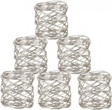 Set de 6 suporturi decorative pentru servetele India Artistic, aliaj, argintiu, 6,3 x 2,5 cm