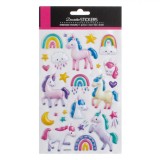 Set Autocolante Decorative, Model Unicorni, Multicolor, 26 Bucăți, Oem