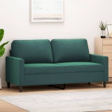VidaXL Canapea cu 2 locuri, verde &icirc;nchis, 140 cm, catifea 359201