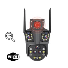 Camera de supraveghere WIFI 10K, 20MP, Zoom 20X, 5 lentile, Control din aplicatie, Comunicare bidirectionala, Urmarire automata