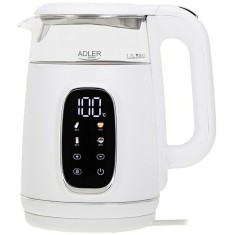 Fierbator de apa Adler AD 1305WS, 1.7 l, 2200 W, Afisaj LED, Baza pivotanta 360, Filtru calcar, 5 presetari, Alb/Argintiu