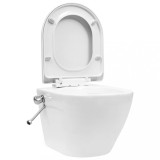 Vas WC Suspendat Ceramica Alb Bideu Inclus, Fără Ramă, Montare Ascunsă, Soft Close 36.5x48x41.5 cm