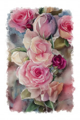 Sticker decorativ Trandafiri, Roz, 85 cm, 11358ST foto