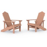 Cumpara ieftin Scaune de gradina Adirondack,2 buc., maro,HDPE