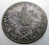 J.432 EGIPT EGYPT ABDUL HAMID II 2 QIRSH 1293/27/1901 ARGINT