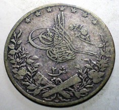 J.432 EGIPT EGYPT ABDUL HAMID II 2 QIRSH 1293/27/1901 ARGINT
