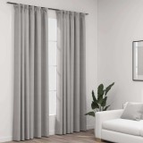 vidaXL Perdele opace aspect p&acirc;nză, c&acirc;rlige, 2 buc. gri, 140x225 cm