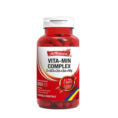 Vita-Min Complex C+D3+Zn+Se+Mg 30 capsule Adserv foto
