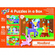 Set 4 puzzle-uri Animalute din padure Galt, 2-5 piese, 18 luni+