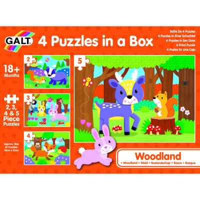 Set 4 puzzle-uri Animalute din padure Galt, 2-5 piese, 18 luni+ foto