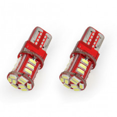 Bec de pozitie tip LED , T10 W2.1x9.5 W5W, 12V , 21 SMD 3014 , culoare alb , AMIO, set 2 buc