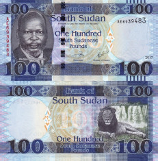 SUDANUL DE SUD 100 pounds 2017 UNC!!! foto