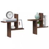 Set 2 Rafturi Perete vidaXL, Stejar Maro, 38x12x38 cm, Lemn, Montaj pe Perete, Depozitare, Design Modern