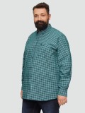 Camasa barbati big sizes, cu maneca lunga si imprimeu in carouri, Regular fit, Verde inchis, 2XL, 4XL