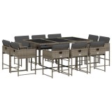 Cumpara ieftin Set mobilier de gradina cu perne, 11 piese, gri, poliratan