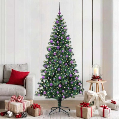 vidaXL Pom de Crăciun artificial pre-iluminat cu 300 LED Verde 210 cm 3396781 foto
