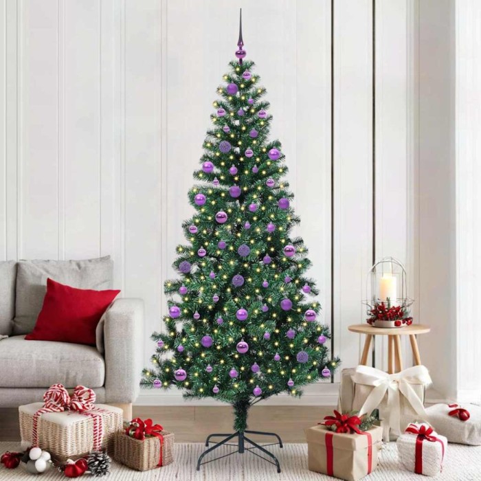 vidaXL Pom de Crăciun artificial pre-iluminat cu 300 LED Verde 210 cm 3396781