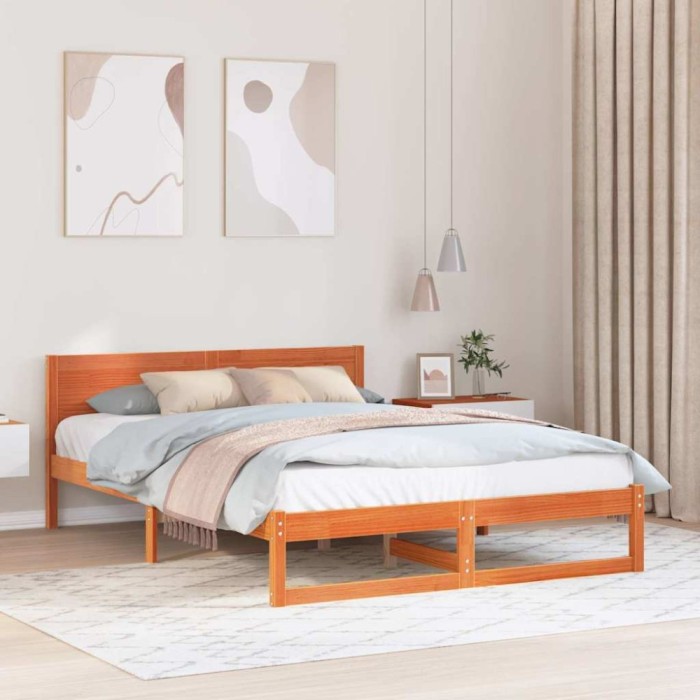 vidaXL Cadru de Pat Maro ceruit Lemn 140 x 200 cm Simplu Cadru de Pat