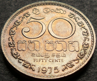 Moneda exotica 50 CENTI - SRI LANKA, anul 1975 * cod 3054 foto