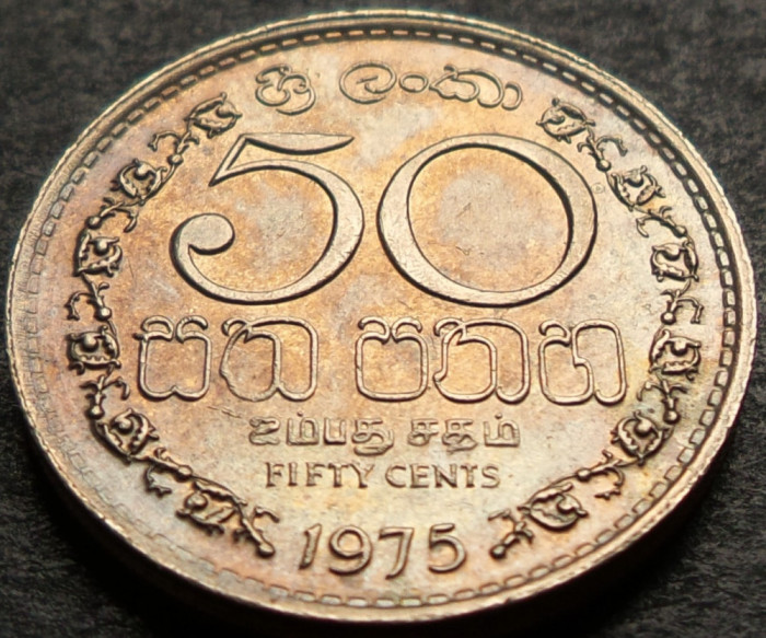 Moneda exotica 50 CENTI - SRI LANKA, anul 1975 * cod 3054