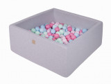 Cumpara ieftin Piscina uscata cu 200 de bile (baby blue, mint, roz deschis, roz pastel) MeowBaby , 90x90x40 cm, Gri