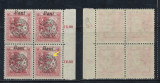 1919 ROMANIA emisiunea Oradea 40B ajutor bloc de 4 cu eroarea X10 MNH, Istorie, Nestampilat