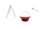 Set ceaun fonta emailata 7,2lit. cu suport 1,2m si lingura de lemn 40cm Handy KitchenServ, Perfect Home