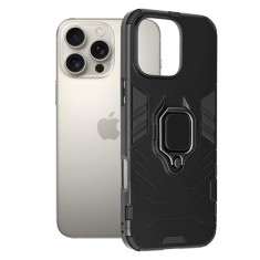 Husa iPhone 16 Pro Max Antisoc cu Inel Negru Techsuit SS