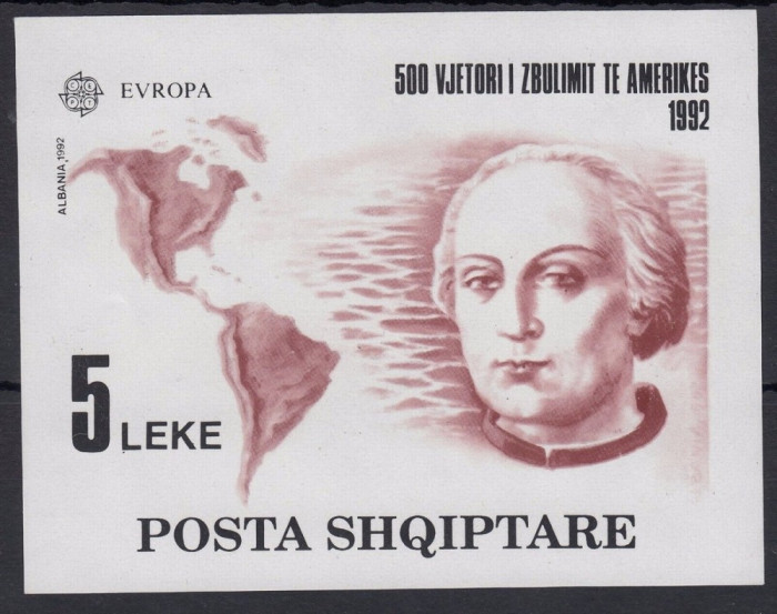 Albania 1992 Europa CEPT Discovery of America imperf.sheet MNG DA.211