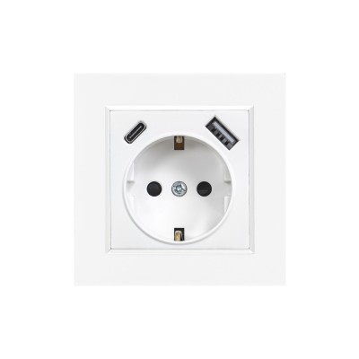 Priză cu &amp;icirc;mpăm&amp;acirc;ntare Nova cu conector USB 2A cu cadru alb foto