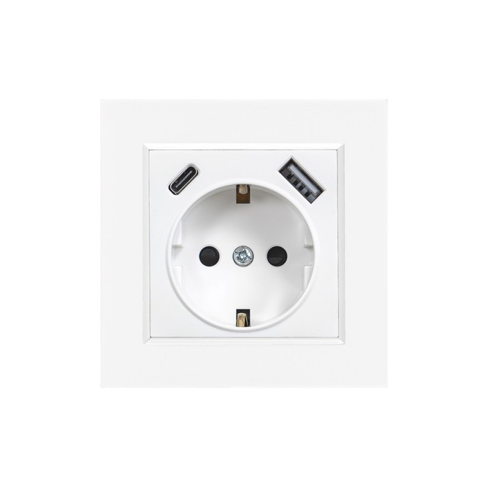 Priză cu &icirc;mpăm&acirc;ntare Nova cu conector USB 2A cu cadru alb