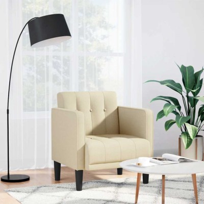 vidaXL Canapea Scaun cu cotiere, crem, 53 cm, textil foto