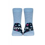 Șosete copii haioase Love is din bumbac, Funny Legs 279 - Bleu, 33-35 (22)