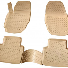 Set de 4 covorase bej cauciuc 3D stil tavita premium pentru Volvo S80 din 2006-2016, V70, XC70 din 2007-2016