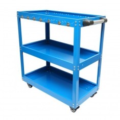 Carucior metalic pe roti cu 3 rafturi si suporti pentru scule 660x360x730mm