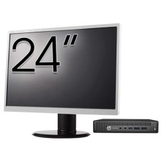 Pachet PC Second Hand HP EliteDesk 800 G2 Mini PC, Intel Core i5-6500 3.20-3.60GHz, 8GB DDR4, 256GB SSD + Monitor 24&amp;quot; NewTechnology Media