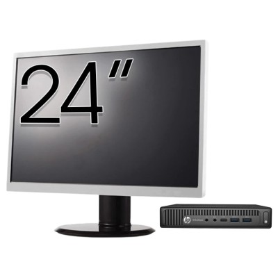 Pachet Calculator Second Hand HP Elitedesk 800 G2 Mini PC, Intel Core i7-6700T 2.80GHz, 8GB DDR4, 128GB SSD + Monitor 24&amp;amp;quot; NewTechnology Media foto