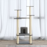 vidaXL Ansamblu pisici, st&acirc;lpi din funie sisal, gri deschis, 110 cm