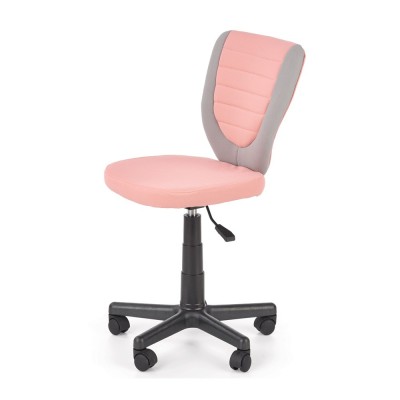 Scaun birou copii HM Toby, ergonomic, cadru polipropilena, rotativ, inaltime reglabila, roti pivotante, 80 kg, gri roz foto