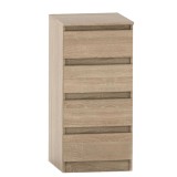 Cumpara ieftin Comoda cu 4 sertare din mdf maro stejar sonoma Hany 45x49x95 cm
