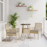 vidaXL Set de dining pentru grădină 3 piese Bej din ratan sintetic