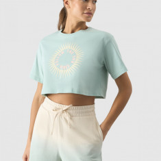 Tricou crop top cu imprimeu pentru femei - mentă