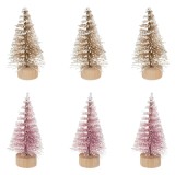 Set Brazi Decorativi Crăciun, Glitter, Roz Bej șampanie, 7cm, 6 Bucăți