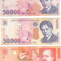 SV * Romania LOT BNR 2 x 50000 LEI 1996 / 2000 si 100000 LEI 2000 * XF /- AUNC