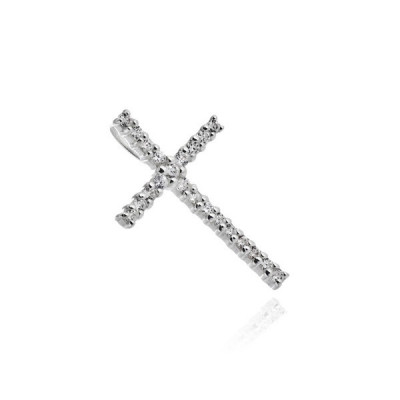 Pandantiv din argint - cruce mare cu zirconii strălucitoare foto