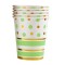 Set 10 pahare, flippy, imprimeu cu buline si dungi, din carton, 250 ml, 7.5 x 8.5 x 5.2 cm, verde/auriu